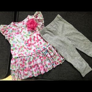 Floral flutter dress shirt with pants